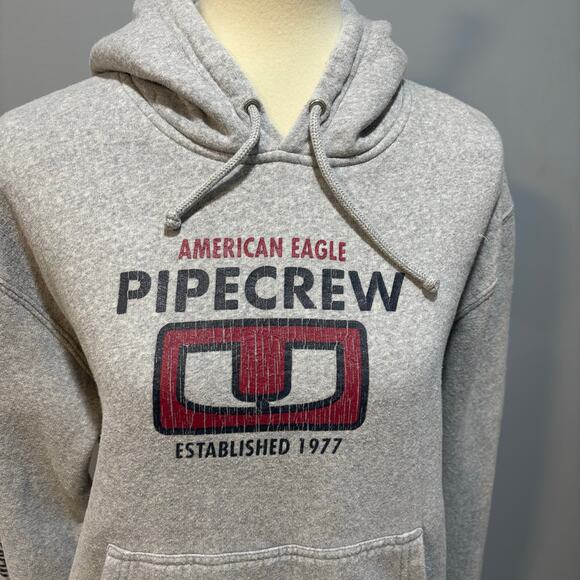 American Eagle Outfitters Tops - Y2K AMERICAN EAGLE retro 90s gray pipecrew hoodie, men’s size xs